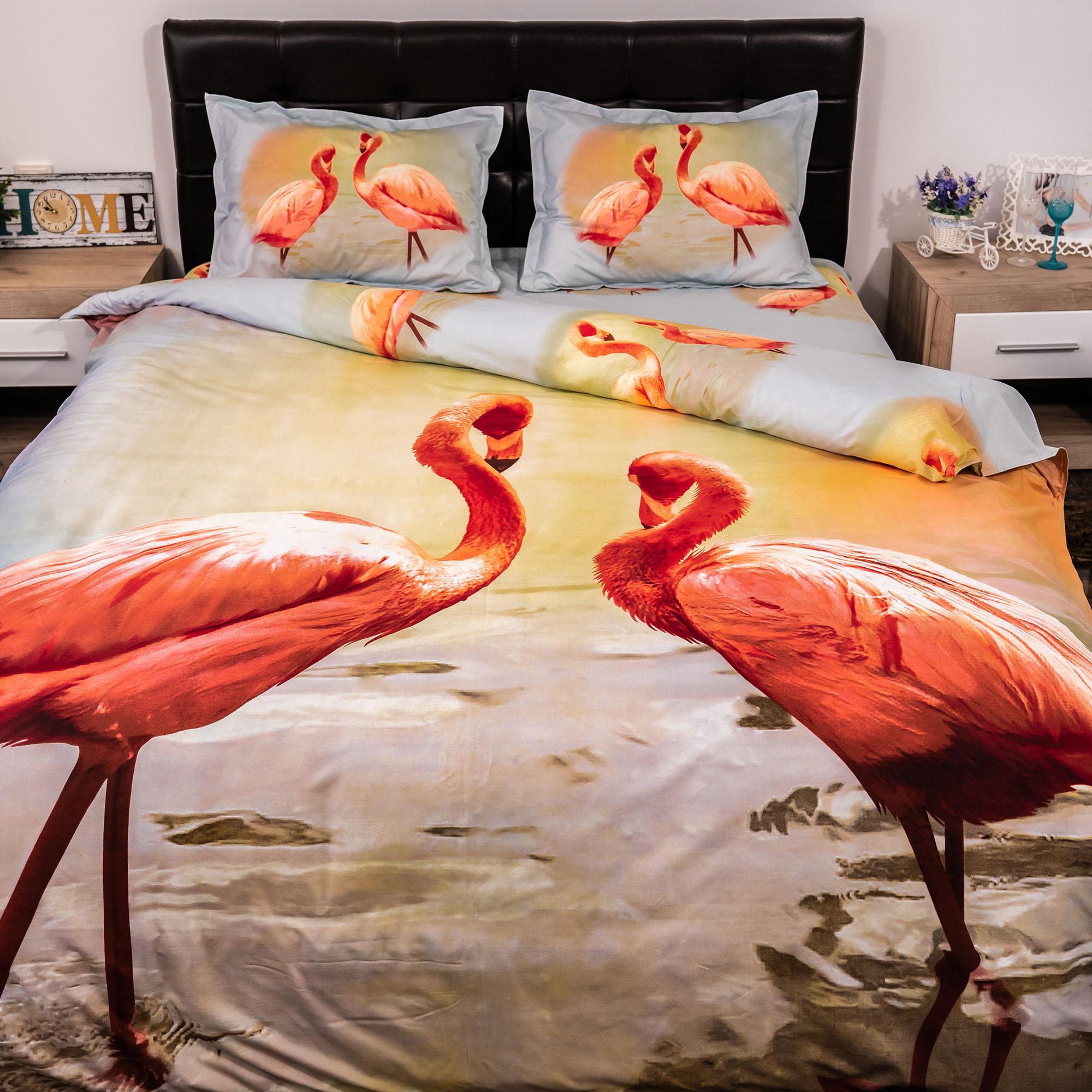 Lenjerie de pat digital print 3D (FLAMINGO V9)